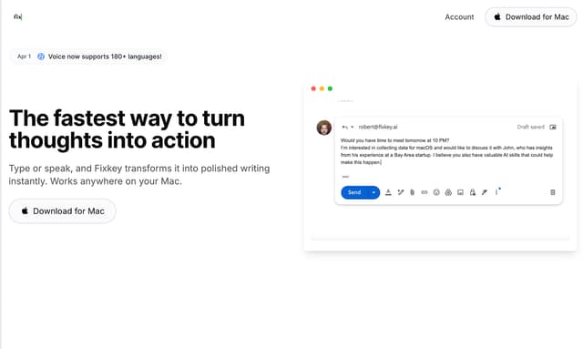 Fixkey: The fastest AI-powered writing assistant for your Mac