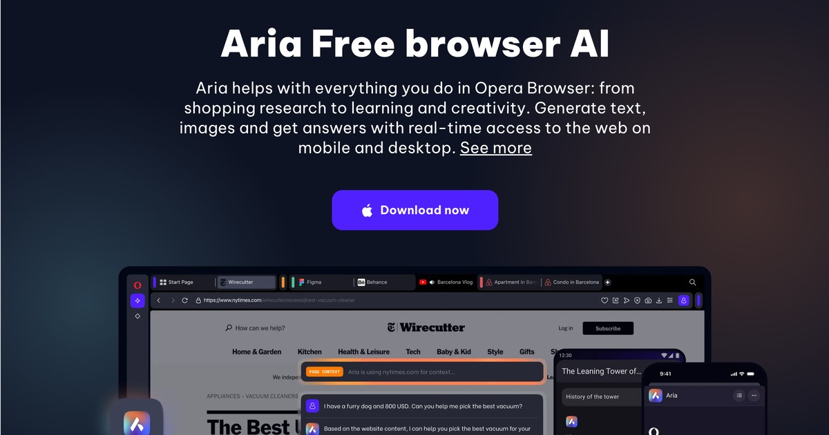 Aria by Opera - AI search engine in your browser | Somi AI