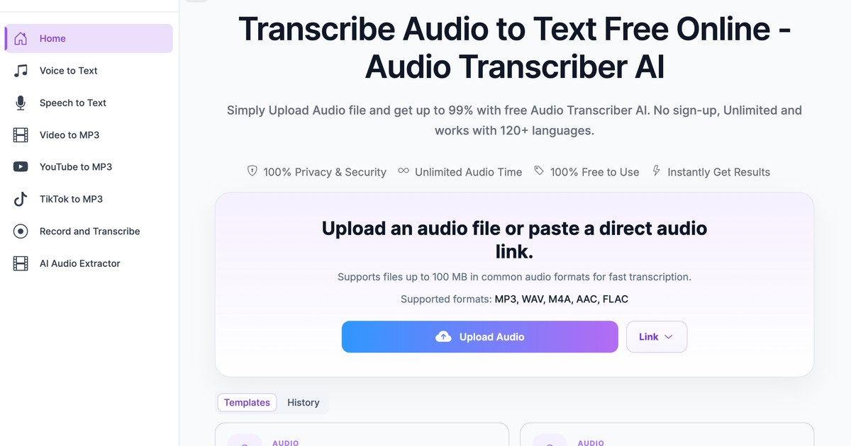 Audio Transcriber AI - Free AI audio-to-text transcriptio... | Somi AI