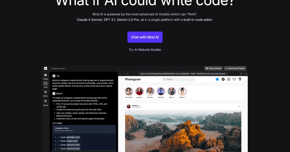Bind AI - Build smarter, code faster, and deploy effortle... | Somi AI