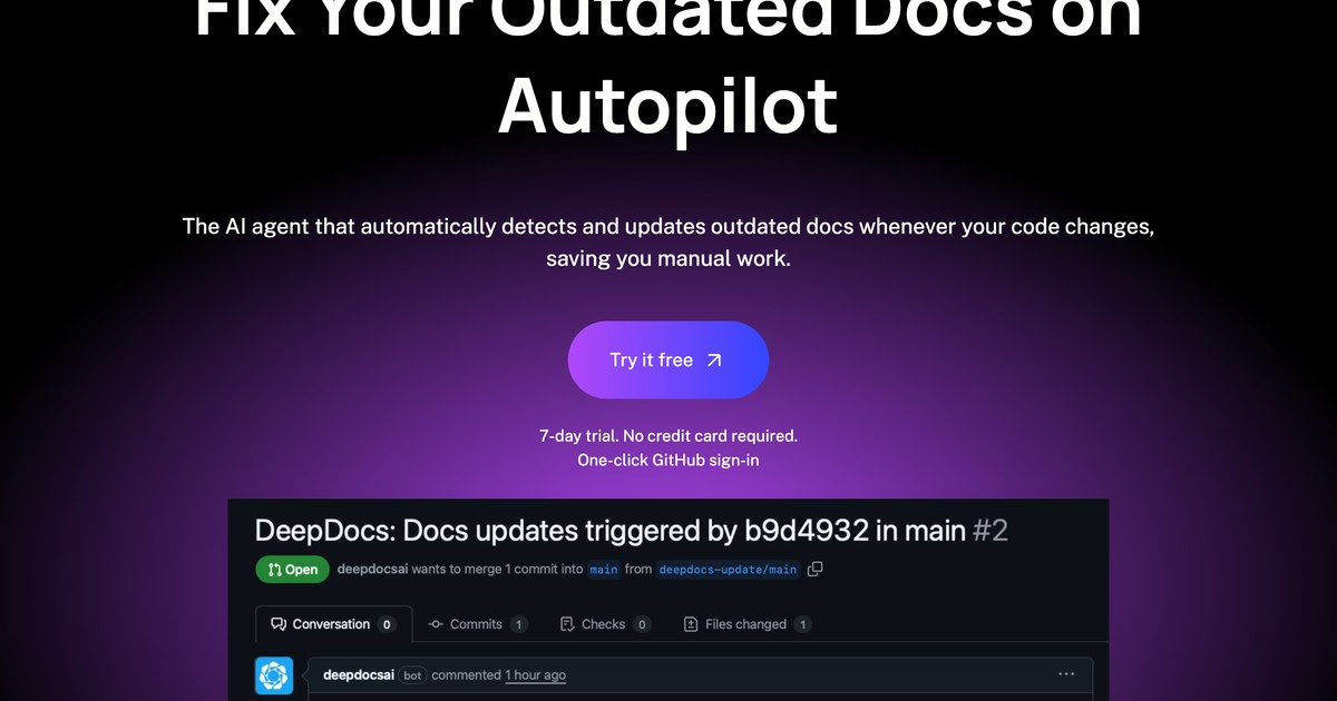 DeepDocs - Fix your outdated GitHub docs on autopilot. | Somi AI
