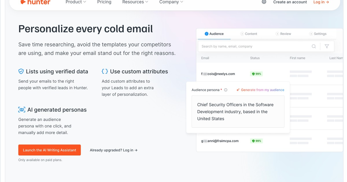 Hunter - Find email addresses and send cold emails. | Somi AI