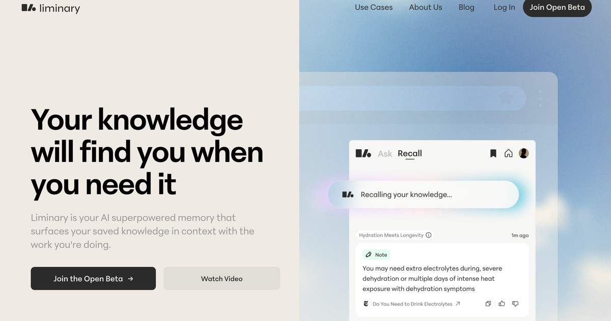 Liminary - AI-powered knowledge memory. | Somi AI
