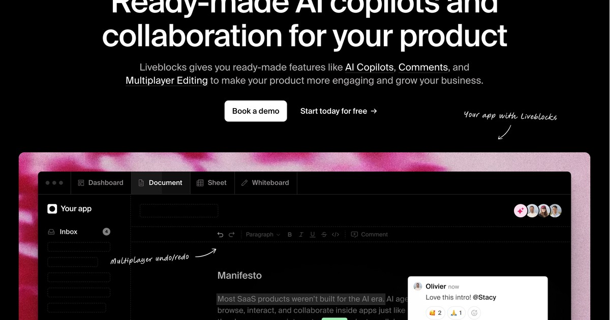 Liveblocks - Add real-time collaboration to your app with... | Somi AI