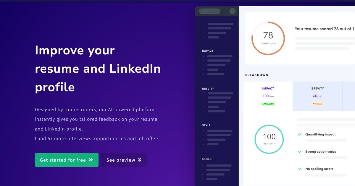 Resume Worded - Improves your resume-writing skills by pr... | Somi AI