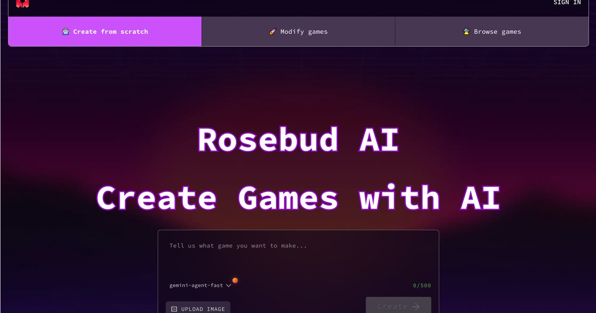 Rosebud AI - AI-powered game maker using natural language... | Somi AI