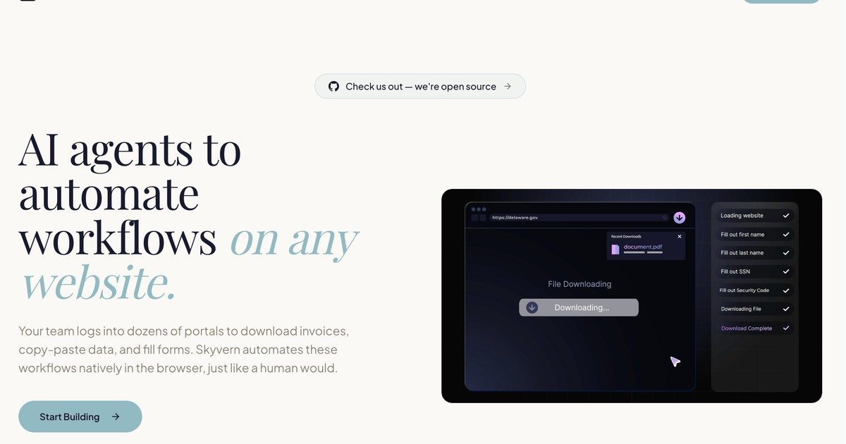 Skyvern - AI-powered browser automation for any website | Somi AI